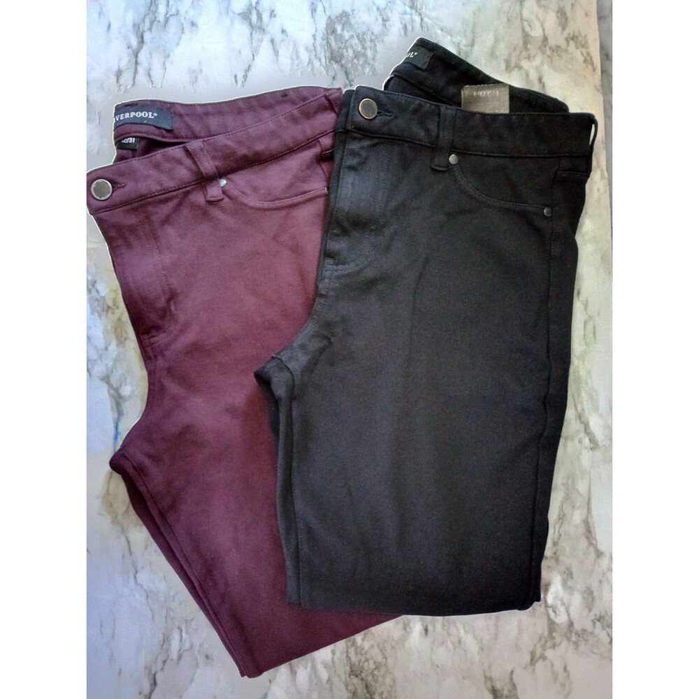 (Bundle) 2 Liverpool Skinny Pants Black Burgundy Size 12